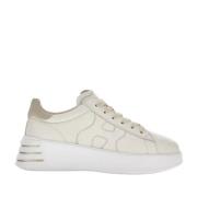 Glittery Leren Sneakers met Golvende Zijde Hogan , White , Dames