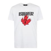 Casual Katoenen T-shirt voor Mannen Dsquared2 , White , Heren