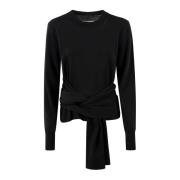 Klassieke Crewneck Sweater MM6 Maison Margiela , Black , Dames