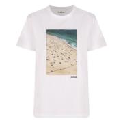 Katoenen Crew-neck T-shirt met Front Print P.a.r.o.s.h. , White , Dame...