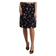 Elegante bloemrijke A-lijn knielange rok Dolce & Gabbana , Black , Dam...