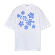 T-shirt met bloemenmotief Marni , White , Dames