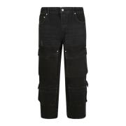 Cargo Denim Jeans Represent , Black , Heren