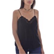 Mouwloze Top met Kantafwerking - Zwart Guess , Black , Dames