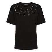 Casual Katoenen T-Shirt in Zwart Elena Mirò , Black , Dames