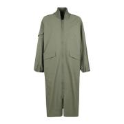 Oversized Seersucker Shell Coat Ganni , Green , Dames