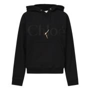 Zwarte Sweater met Capuchon en Slang Koord Chloé , Black , Dames