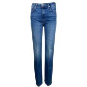 Rechte Pijp Hoge Taille Denim Jeans Mother , Blue , Dames