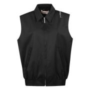 Zwarte Katoenen Vest met Rits en Zakken Marni , Black , Dames