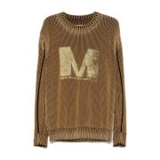 Zwarte Sweater met Logo Print MM6 Maison Margiela , Brown , Heren