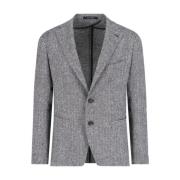 Grijze Herringbone Blazer Jas Tagliatore , Gray , Heren