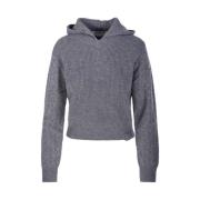 Grijze Marl Pointelle Hoodie Trui Victoria Beckham , Gray , Dames