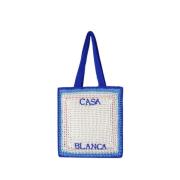 Blauwe Katoenen Gehaakte Shopper Tas Casablanca , Blue , Unisex