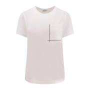 Katoenen T-shirt met Monili-detail Brunello Cucinelli , White , Dames