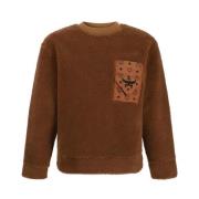 Shearling Sweatshirt met Monochroom Patroon MCM , Brown , Heren