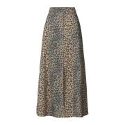 Luipaardprint Hoge Taille Rok Rabens Saloner , Brown , Dames