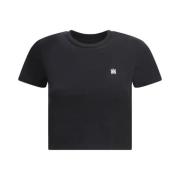 Geborduurd Logo Crop Katoenen T-shirt Amiri , Black , Dames