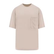 Katoen Linnen Boxy T-shirt met Zak Lemaire , Beige , Heren