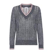 Grijze Trui met Gestreepte Rand Brunello Cucinelli , Gray , Dames