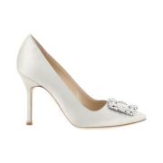 Swarovski Crystal Silk Satin Pumps Manolo Blahnik , Gray , Dames