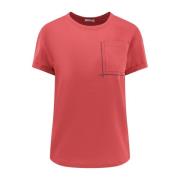 Katoenen T-shirt met Monili-detail Brunello Cucinelli , Red , Dames