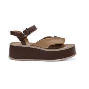 Plateau Leren Sandalen Patrizia Bonfanti , Brown , Dames