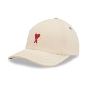 Beige Baseball Cap met Heart Logo Ami Paris , Beige , Dames