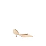 Leren Pumps met Strikdetail en Kittenhak Salvatore Ferragamo , Beige ,...