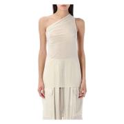 Asymmetrische Gedrapeerde Topwear Ss25 Rick Owens , Beige , Dames