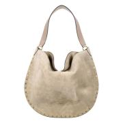 Beige Suède Hobo Handtas met Gouden Studs Isabel Marant , Beige , Dame...