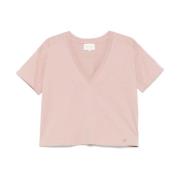 Basis V-hals T-shirt Loulou Studio , Pink , Dames