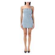 Blauwe Spiral Denim Bustier Jurk Mugler , Blue , Dames