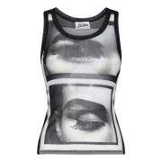 Zwart Ogen en Lippen Print Tank Top Jean Paul Gaultier , Black , Dames