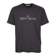 Antraciet Katoenen T-shirt met Reflecterende Print Stone Island , Gray...