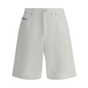 Baggy Denim Shorts met riemlussen Moschino , White , Heren