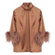 Stijlvolle Top met Hoge Hals Dolce & Gabbana , Brown , Dames