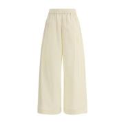 Wijde broek met elastische tailleband Fabiana Filippi , Beige , Dames