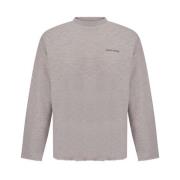 Geribbelde Crew Neck Sweatshirt met Ruwe Snit Daily Paper , Beige , He...