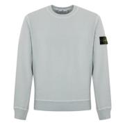 Blauwe Katoenen Trui Vlammen Effect Stone Island , Blue , Heren