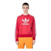 Logo Motif Crewneck Sweatshirt Adidas , Red , Heren