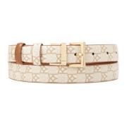 Dubbelzijdige riem in beige en bruine kleur met monogrammen Kazar , Be...