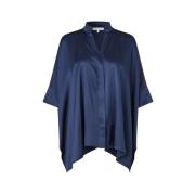 Zijden oversized blouse met V-hals Dea Kudibal , Blue , Dames