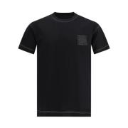 Geribbelde Crew Neck Logo Patch T-Shirt Givenchy , Black , Heren