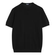 Korte mouw ronde hals T-shirt Drumohr , Black , Heren