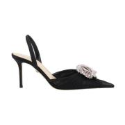 Elegante Tule Stiletto Pumps met Strass Mach & Mach , Black , Dames