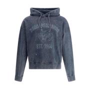 Vintage Paint-Speckled Hoodie met Verstelbaar Koord Dsquared2 , Blue ,...