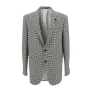 Geruite Patroon Wollen Blazer Jas Lardini , White , Heren