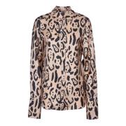 Zijden shirt met dierenprint Sportmax , Brown , Dames