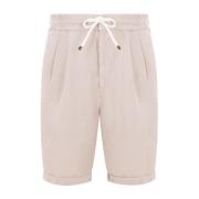 Beige Linnen Sportshorts Stijlvol Eco-Vriendelijk Brunello Cucinelli ,...