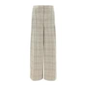 Tartan High-Waisted Broek met Zakken Lardini , Beige , Dames